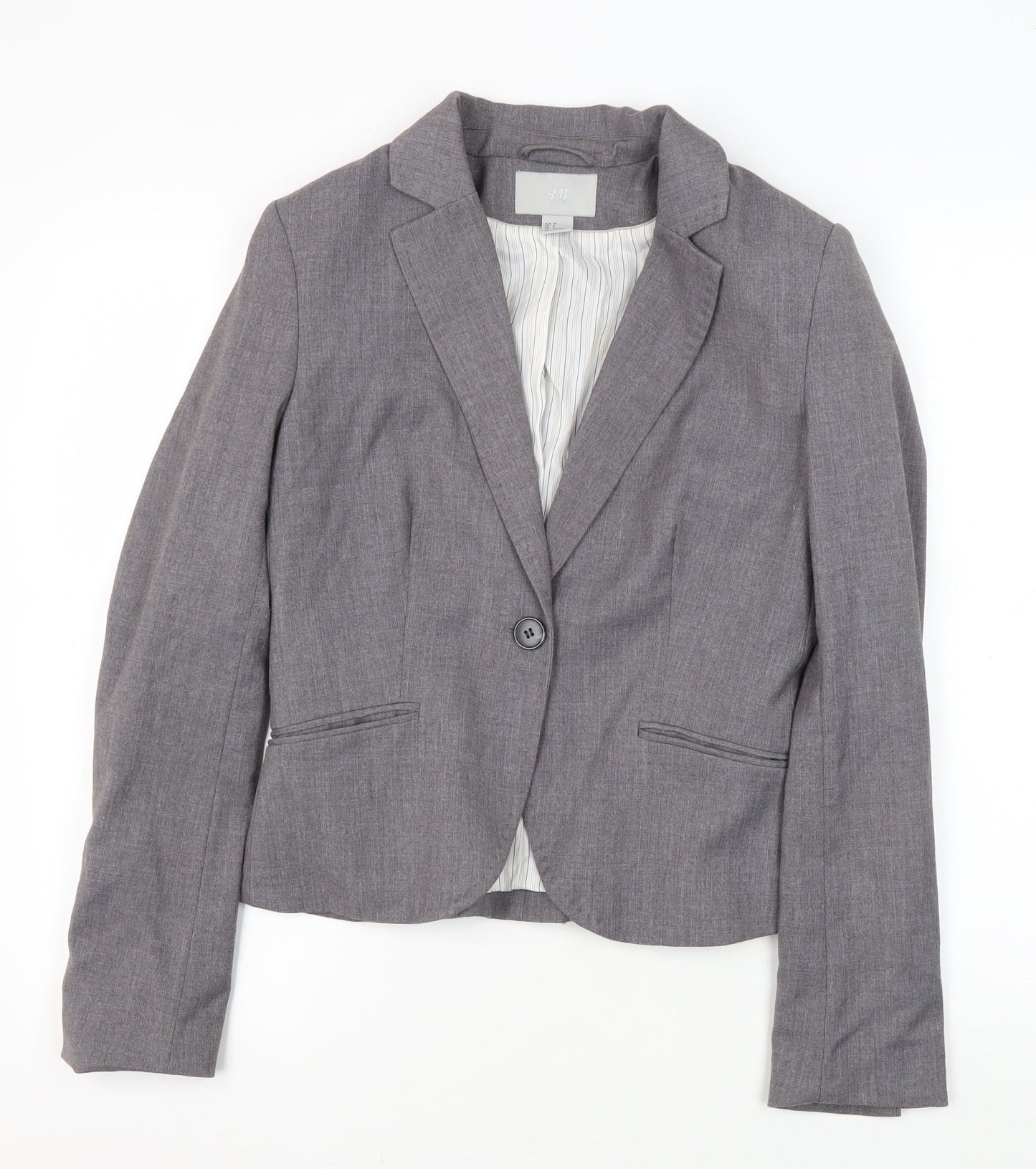 H&M Women's Grey Blazer, Size 10, Elegant Business Wear