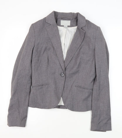 H&M Women's Grey Blazer, Size 10, Elegant Business Wear