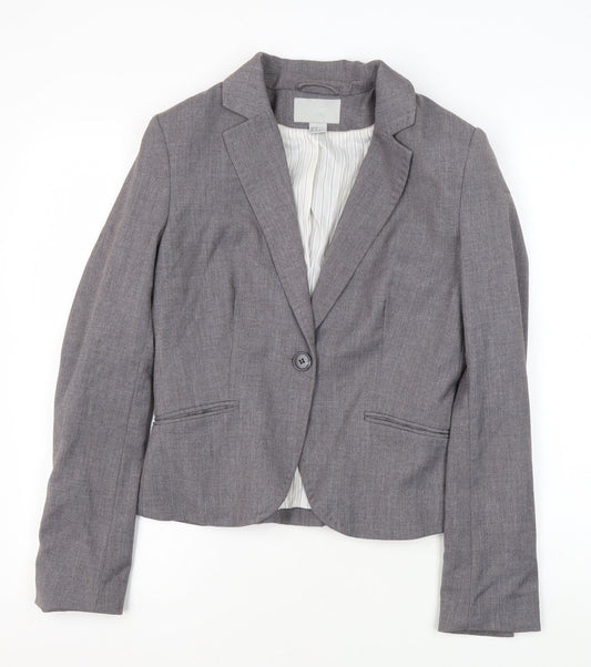H&M Women's Grey Blazer, Size 10, Elegant Business Wear
