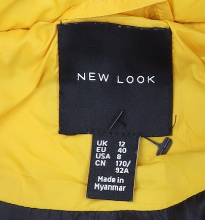 Womens UK Size 12 New Look Yellow Puffer Jacket