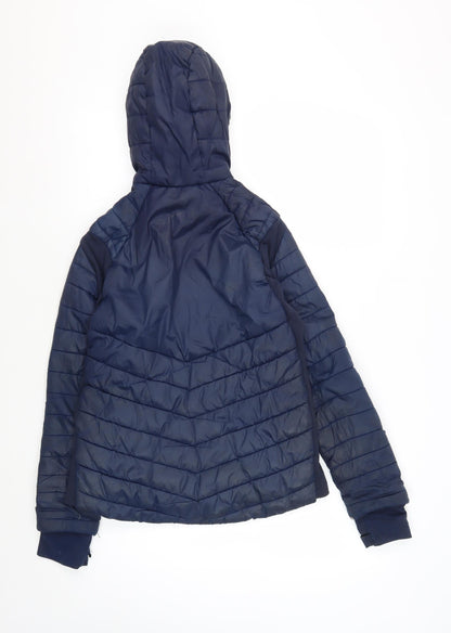 Decathlon Girls Blue Hooded Puffer Jacket 12-13 Years