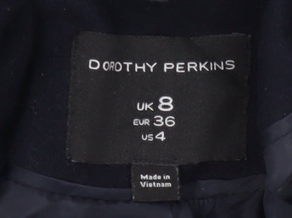 Womens UK Size 8 Dorothy Perkins Black Overcoat