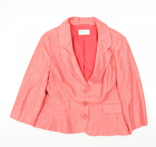 Precis Petite Women Pink Linen Blazer Size 16