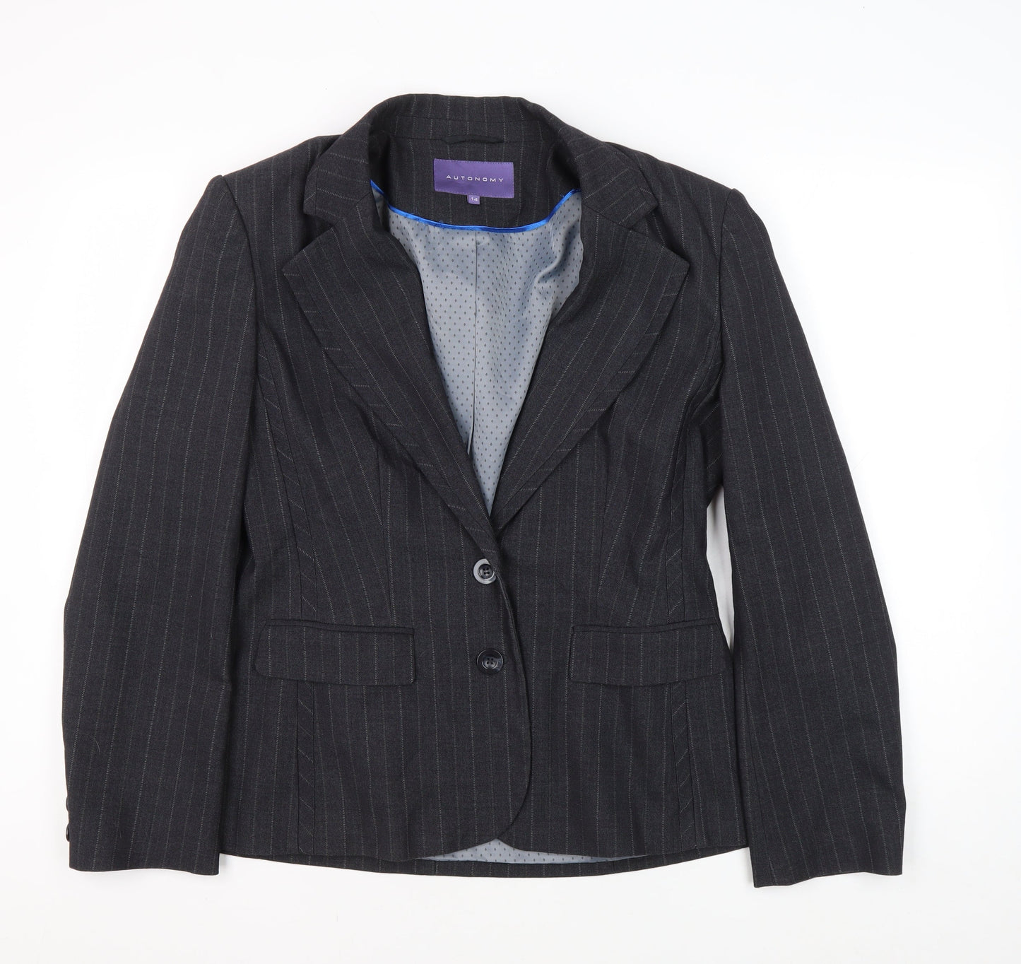 Autonomy Women's Black Pinstripe Suit Jacket Size 14