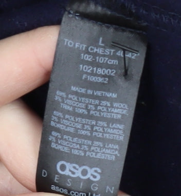 ASOS Design Men's Blue Overcoat in L, Classic Style