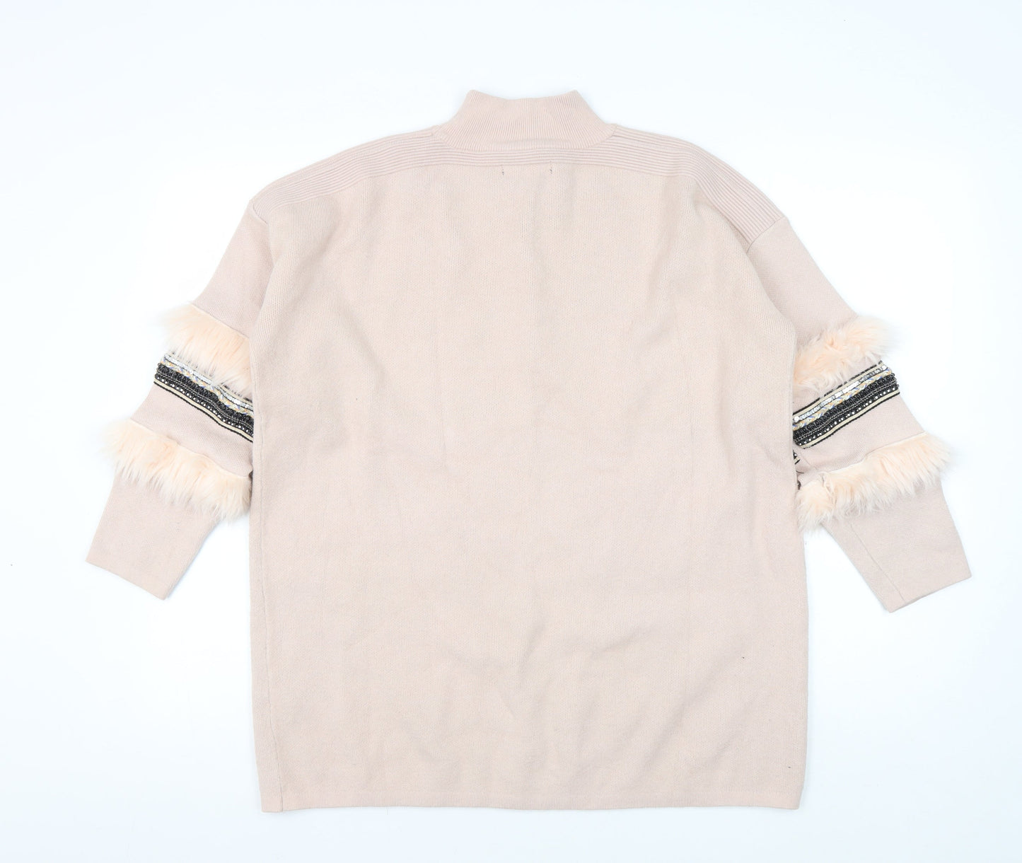 Womens UK Size M Quiz Beige Pullover Jumper