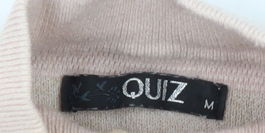 Womens UK Size M Quiz Beige Pullover Jumper