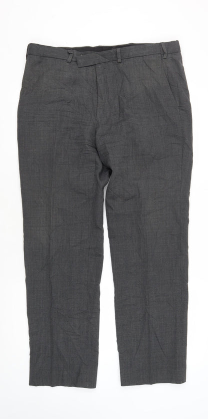 Marks and Spencer Men's Grey Regular Fit Trousers