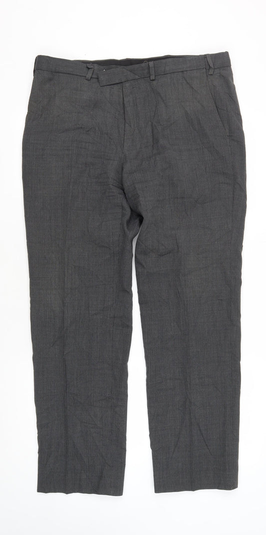 Marks and Spencer Men's Grey Regular Fit Trousers