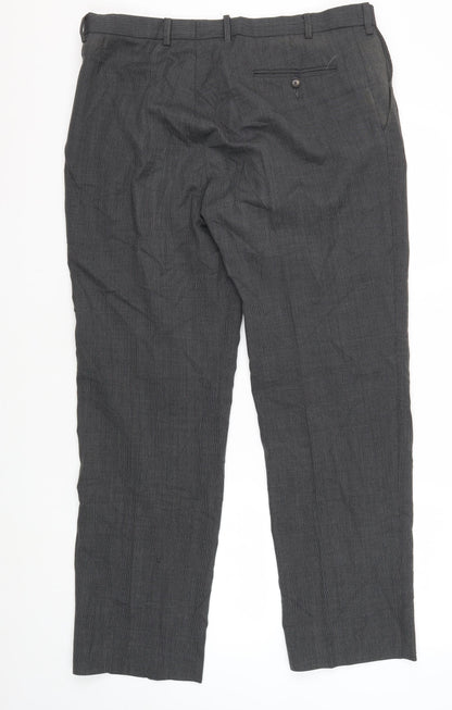 Marks and Spencer Men's Grey Regular Fit Trousers