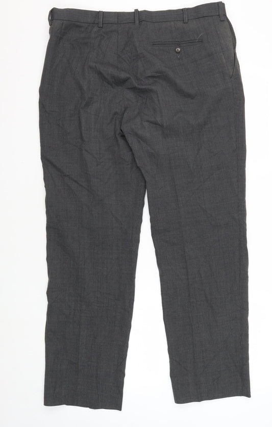 Marks and Spencer Men's Grey Regular Fit Trousers