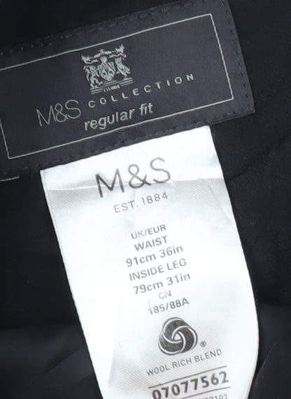 Marks and Spencer Men's Grey Regular Fit Trousers