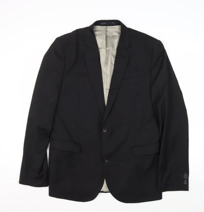 Mens UK Size 42 Topman Regular Black Suit Jacket