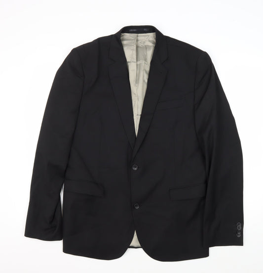 Mens UK Size 42 Topman Regular Black Suit Jacket