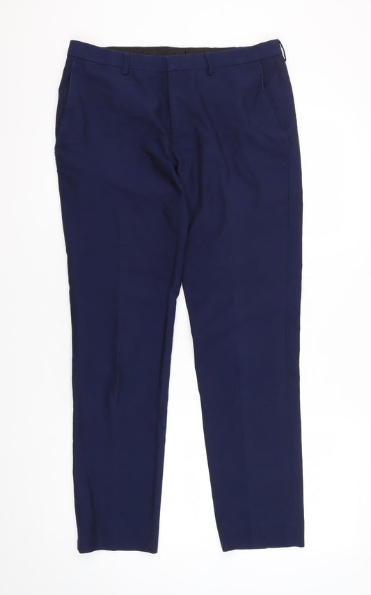 Mens UK Size 32R Burton Menswear London Skinny Fit  Blue Trousers