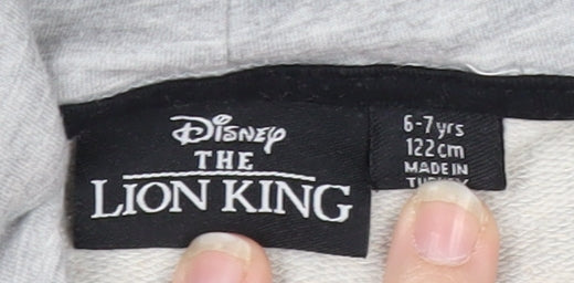 Disney Girls Grey Lion King Pullover Hoodie 6-7 Years