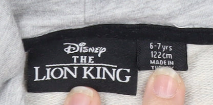 Disney Girls Grey Lion King Pullover Hoodie 6-7 Years