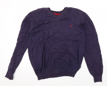 Farah Men's Purple V-Neck Pullover Jumper Size M