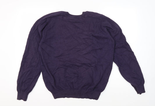 Farah Men's Purple V-Neck Pullover Jumper Size M
