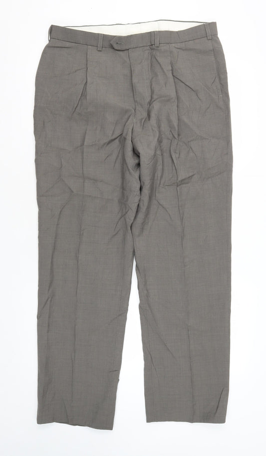 Marks and Spencer Men's Brown Wool Trousers Size 28