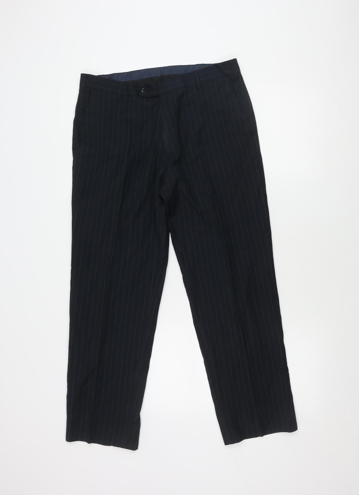 Skopes Men's Black Pinstripe Dress Trousers 32S Classic