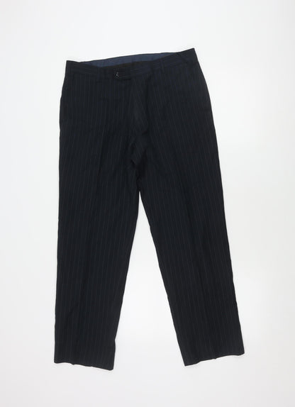 Skopes Men's Black Pinstripe Dress Trousers 32S Classic
