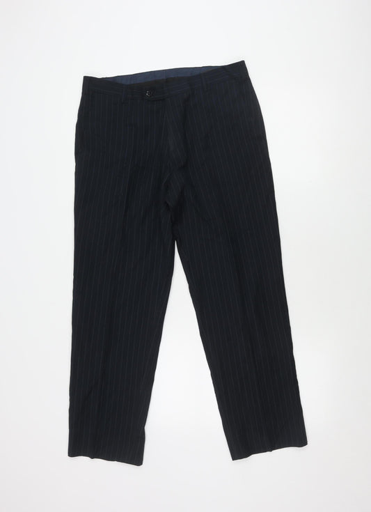 Skopes Men's Black Pinstripe Dress Trousers 32S Classic