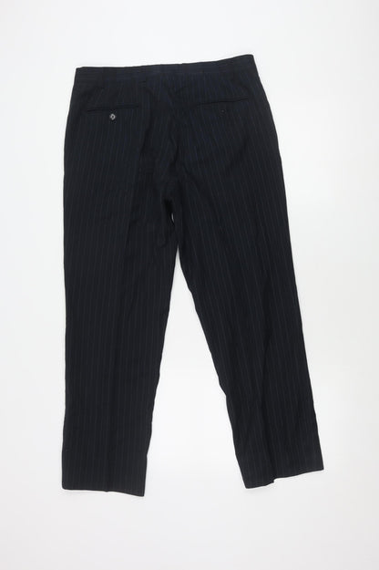 Skopes Men's Black Pinstripe Dress Trousers 32S Classic