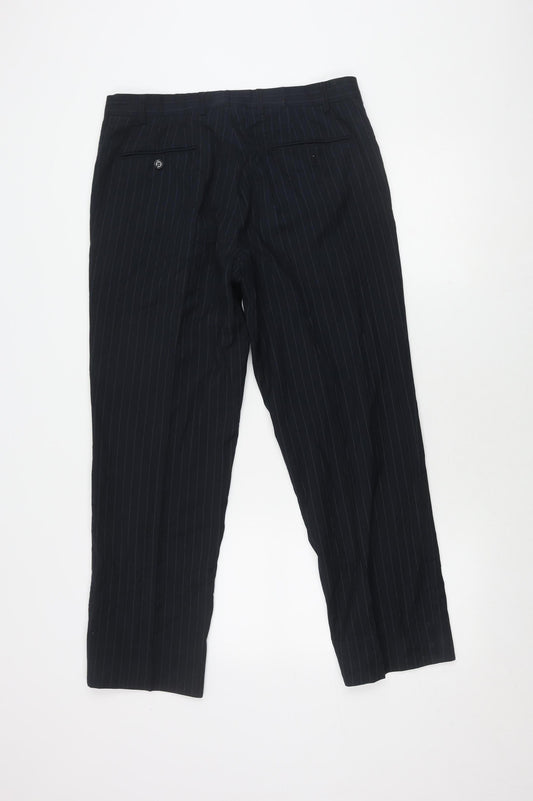 Skopes Men's Black Pinstripe Dress Trousers 32S Classic