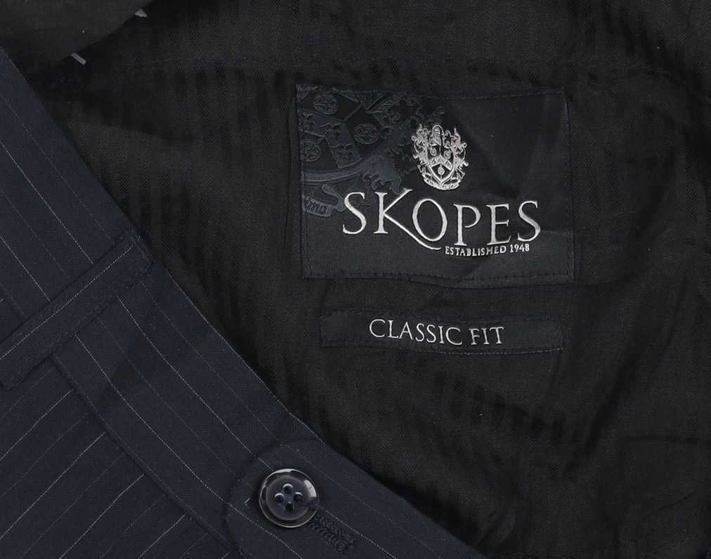 Skopes Men's Black Pinstripe Dress Trousers 32S Classic
