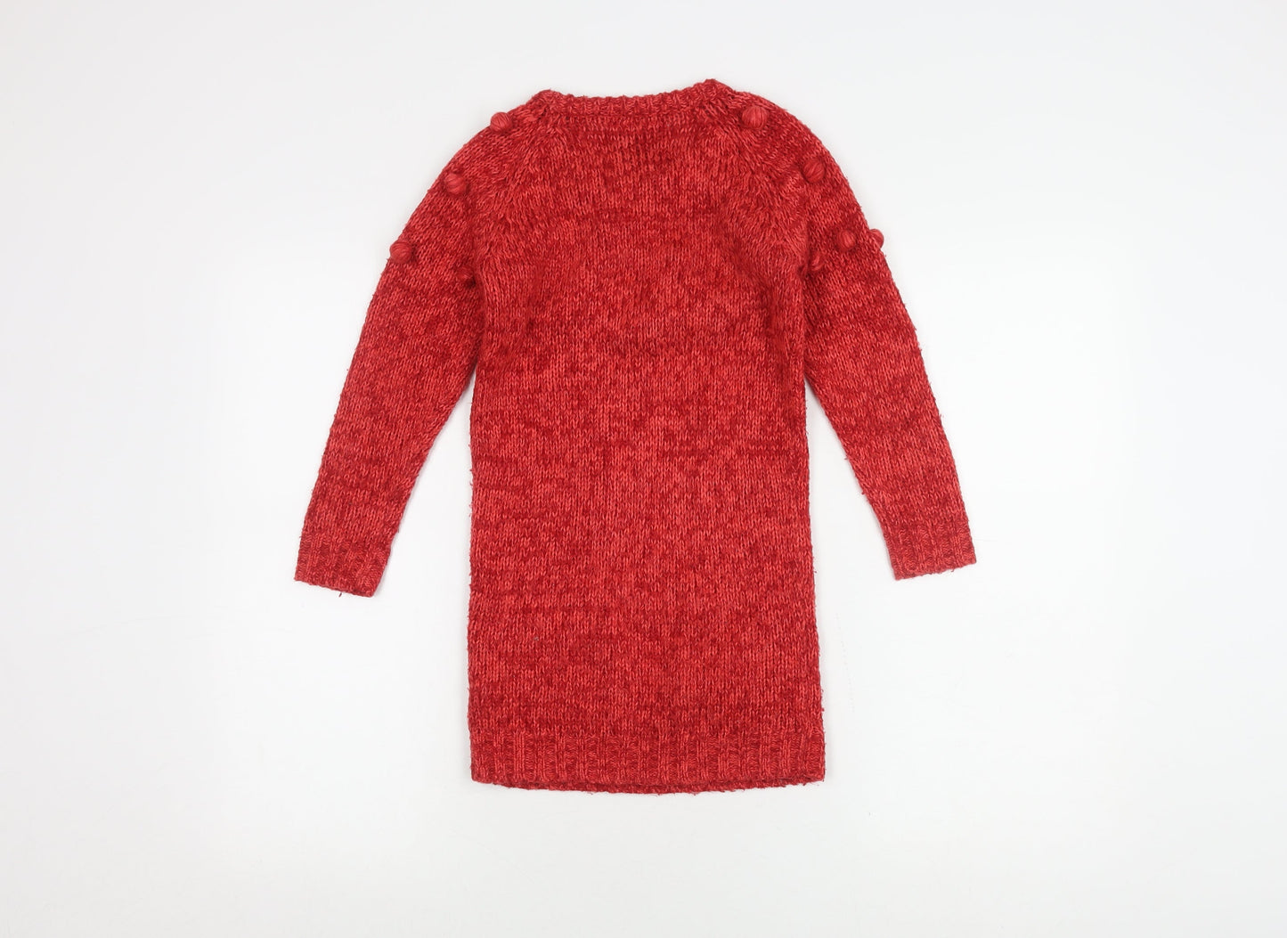 St Bernard Girls Red Knitted Dress Long Sleeve Age 7