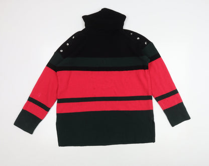 Body Flirt Women's Red Striped Roll Neck Jumper, Size S