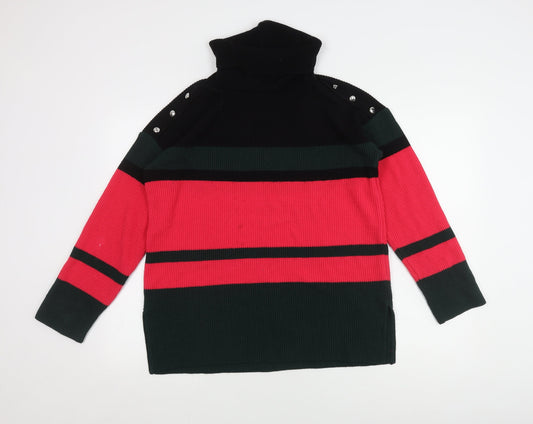 Body Flirt Women's Red Striped Roll Neck Jumper, Size S