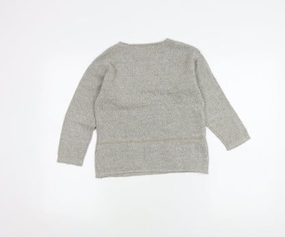 Zara Knitwear Girls Grey Jumper, Size 7 Years, Crew Neck