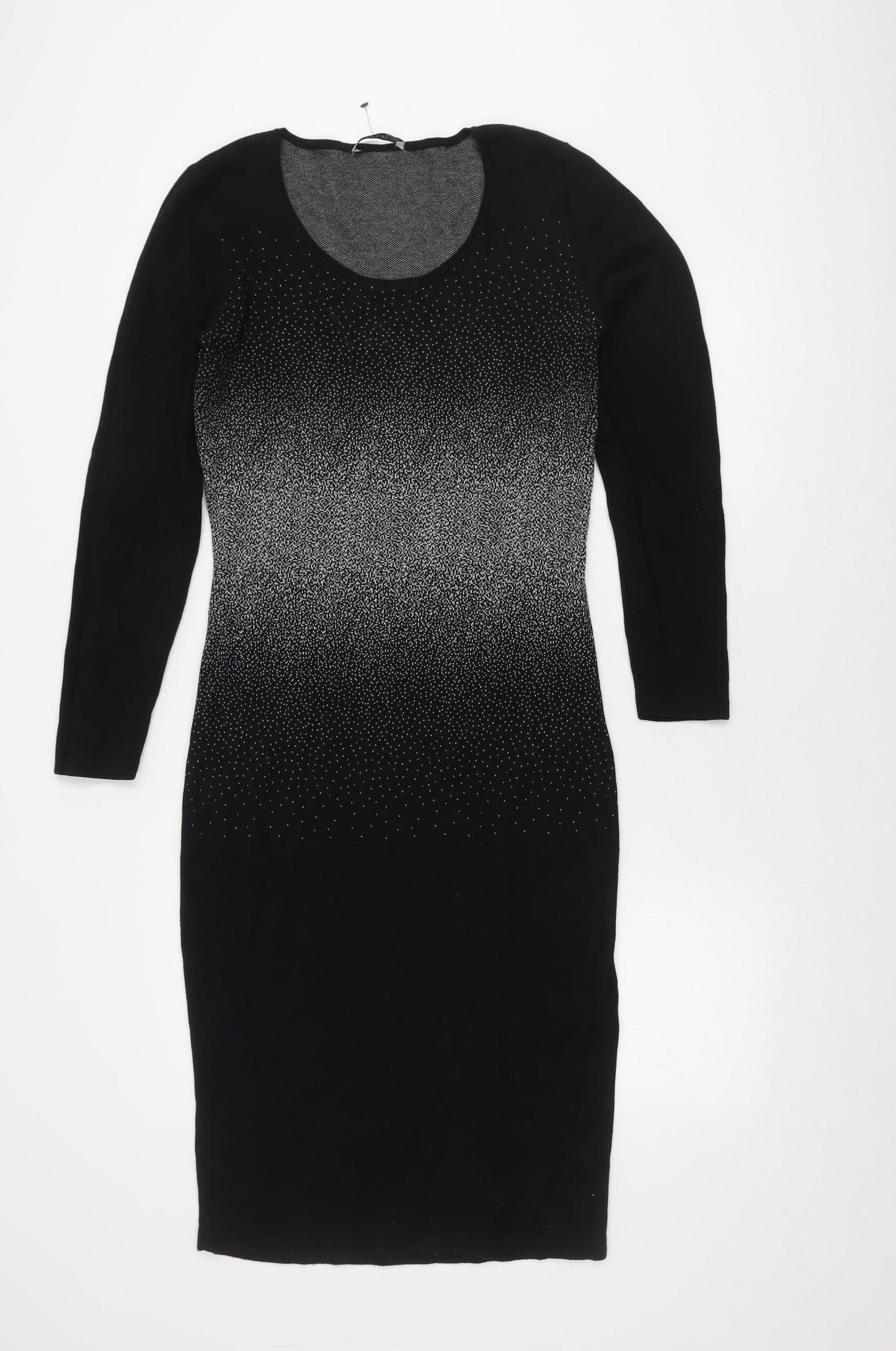 Oasis Women's Black Bodycon Dress, Size L, Long Sleeve