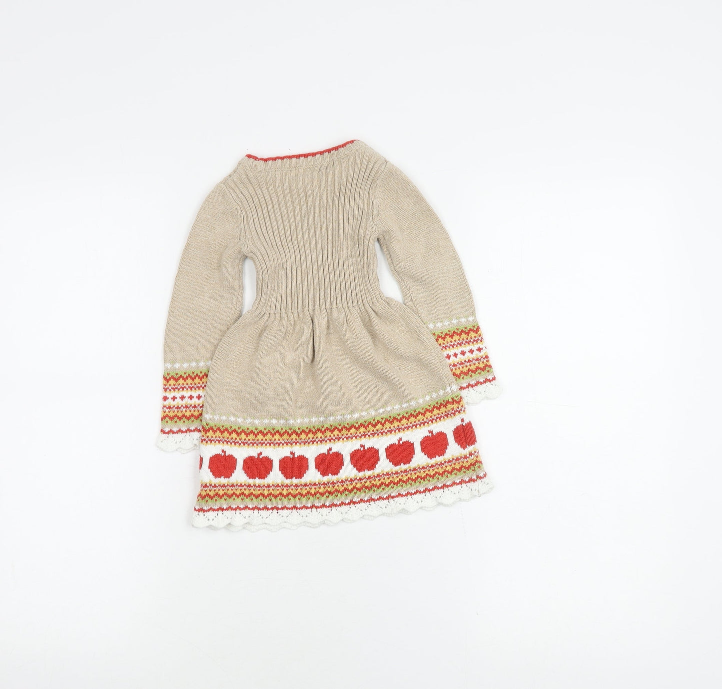 Cynthia Rowley Girls Beige Knit Dress 1-2Y Long Sleeve