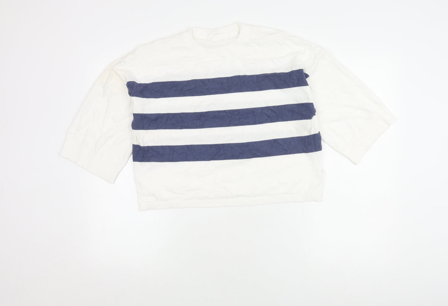 Womens UK Size L Object White Cropped T-Shirt