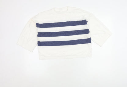 Womens UK Size L Object White Cropped T-Shirt