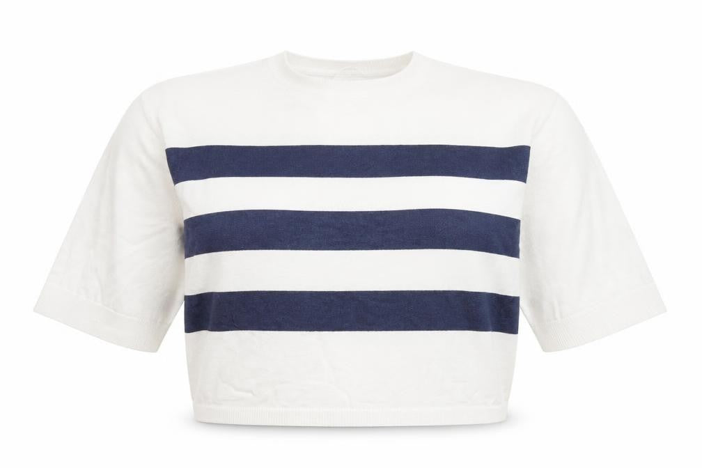 Womens UK Size L Object White Cropped T-Shirt