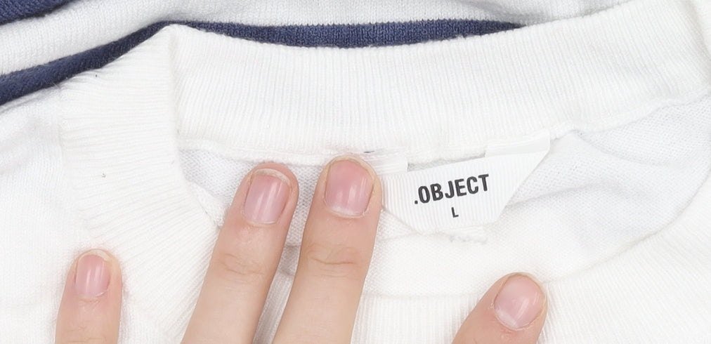 Womens UK Size L Object White Cropped T-Shirt