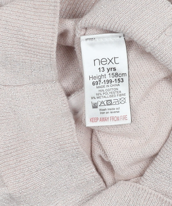 Next Pink Girls Cardigan - Size 13 Years, Button Closure