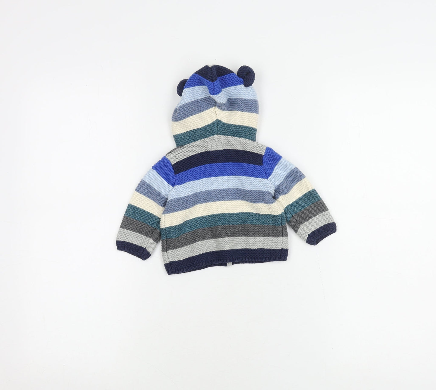 GAP Unisex Baby Blue Striped Hooded Cardigan 0-3 Months