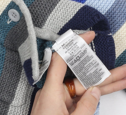GAP Unisex Baby Blue Striped Hooded Cardigan 0-3 Months