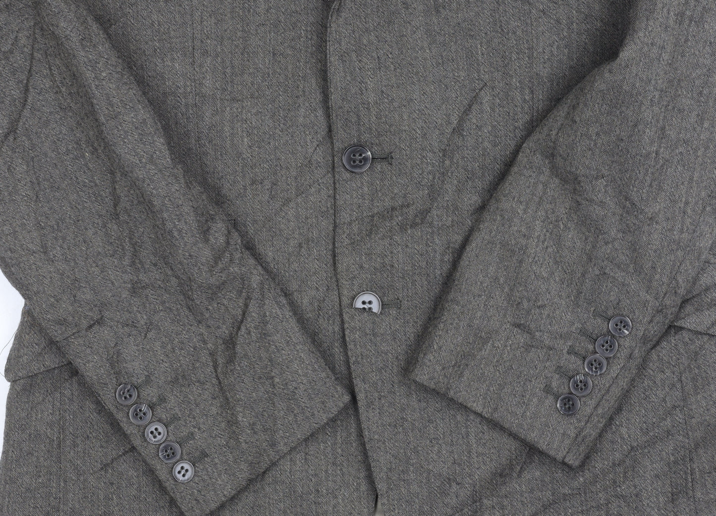 Alexandre Grey Herringbone Wool Men's Blazer Size 38R