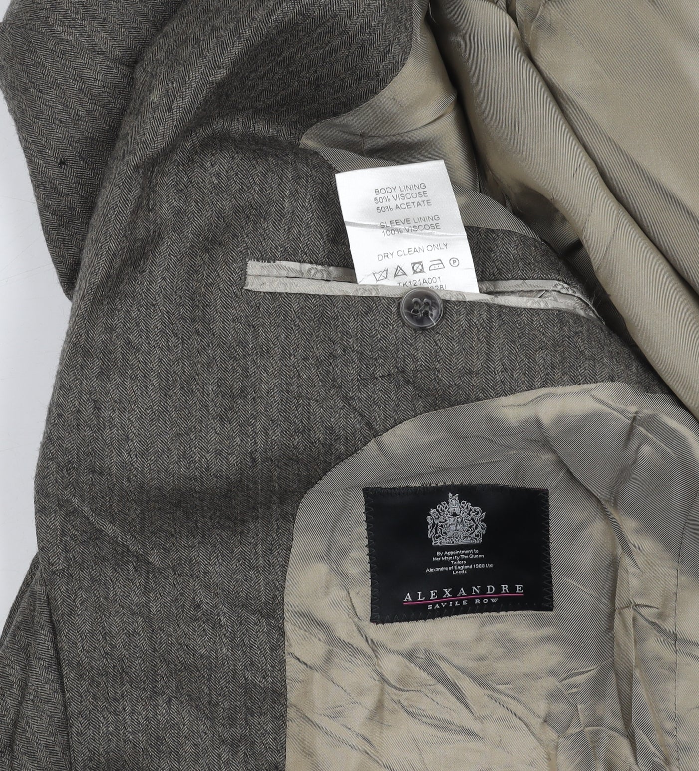 Alexandre Grey Herringbone Wool Men's Blazer Size 38R