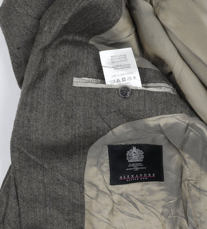 Alexandre Grey Herringbone Wool Men's Blazer Size 38R