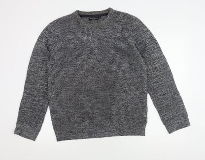 Brave Soul Men's Grey Acrylic Crew Neck Jumper M