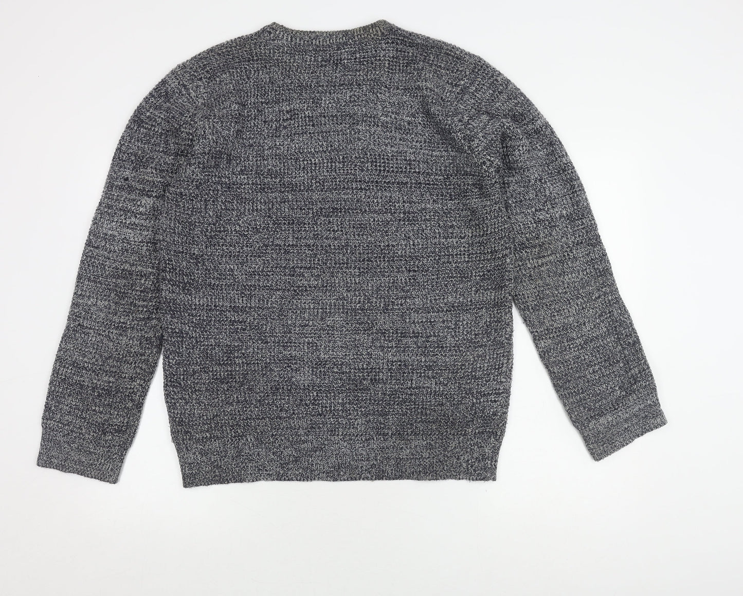 Brave Soul Men's Grey Acrylic Crew Neck Jumper M