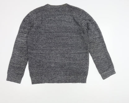 Brave Soul Men's Grey Acrylic Crew Neck Jumper M