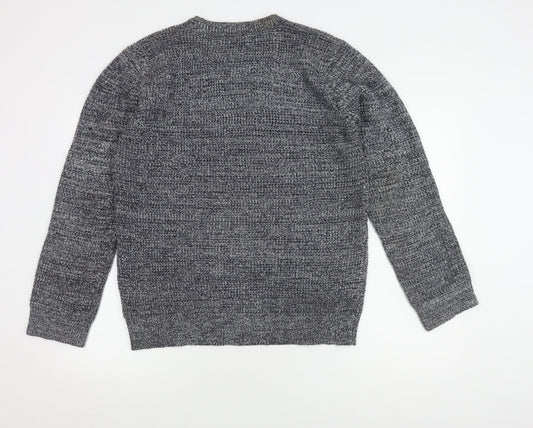 Brave Soul Men's Grey Acrylic Crew Neck Jumper M